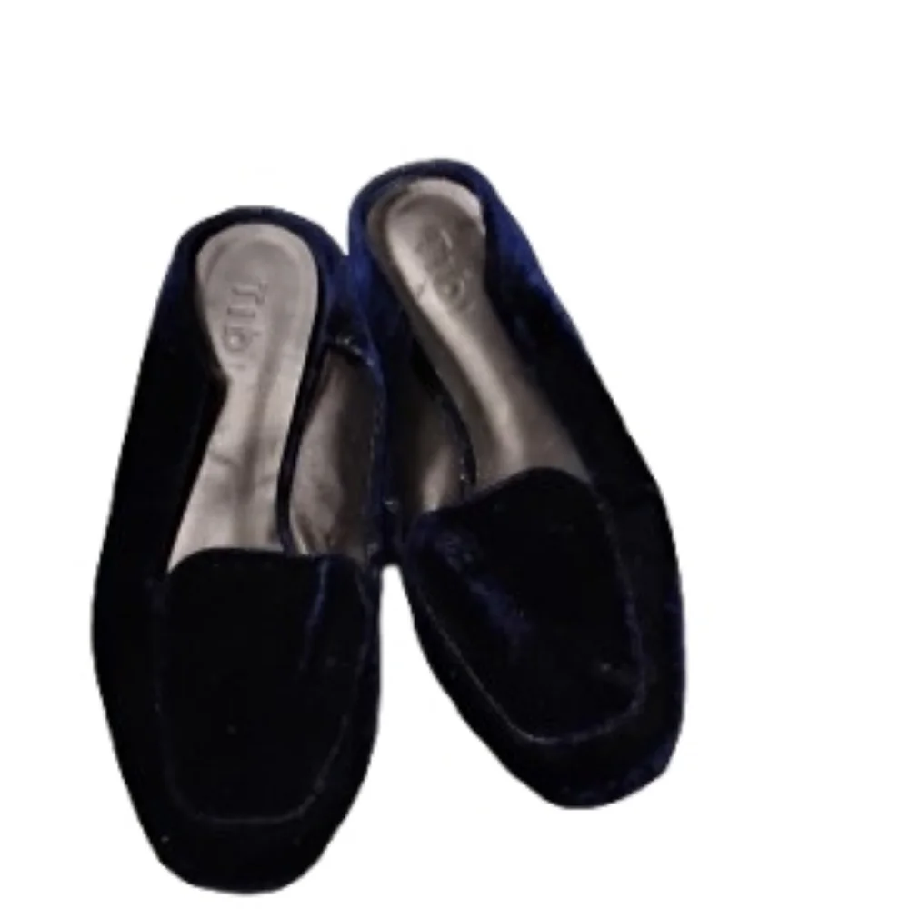 Tibi Navy Blue Velvet Cecil Loafers Sz 38.5